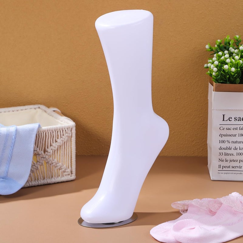 Cabilock White Mannequin Foot Display Ankle Bracelet Shoe Sock Model Display Plastic Short Stocking Mannequin Human Foot Display Mold for Shop Home - Image 4